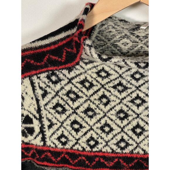Free People Snow Bunny Mock Neck Pullover Gray, White, Red Sweater Women's Sm - Picture 2 of 12